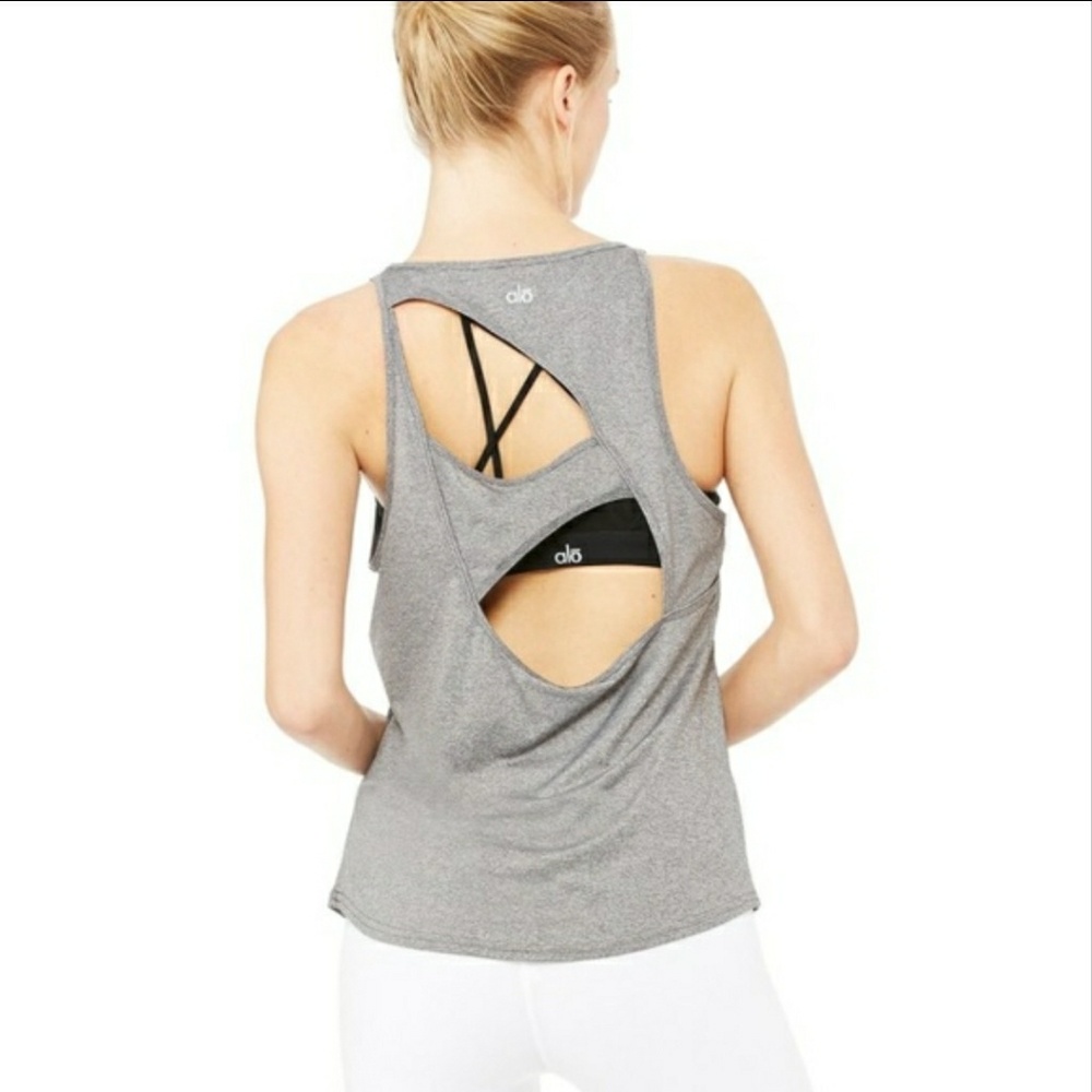 Alo yoga dalia tank top charcoal heather XS